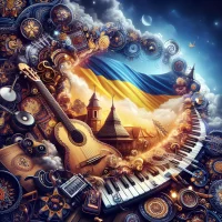 Музична картинка для радіостанції Українське Радіо – International з українськими атрибутами
