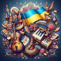 Музична картинка для радіостанції Третій канал Культура з українськими атрибутами