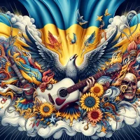 Музична картинка для радіостанції ROKS New Rock з українськими атрибутами