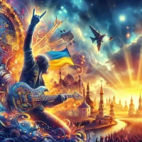 Музична картинка для радіостанції ROKS New Rock з українськими атрибутами
