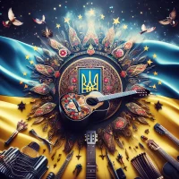Музична картинка для радіостанції БАЙРАКТАР з українськими атрибутами